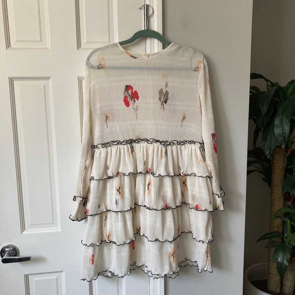 White Floral Ganni Dress - Size 40
